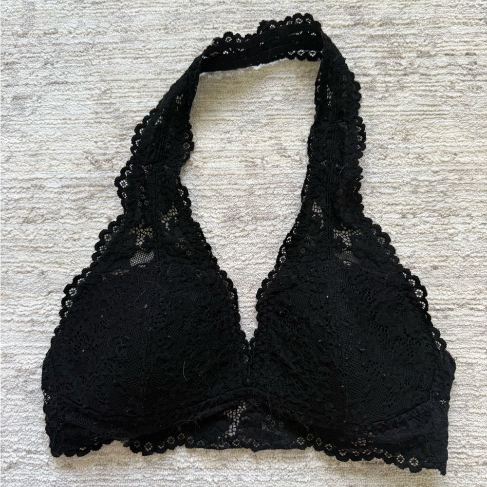 Xhilaration Black Lace Halter Bralette (Size Medium) - Picture 3 of 4